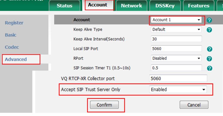 Accept SIP Trust Server Only